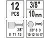 YATO Olajleeresztő kulcs készlet 12 részes 8-13 mm, 8-17 mm 3/8"