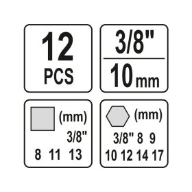   YATO Olajleeresztő kulcs készlet 12 részes 8-13 mm, 8-17 mm 3/8"