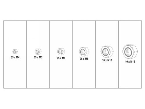 YATO Hatlapú önzáró csavaranya készlet 146 részes M4-M12