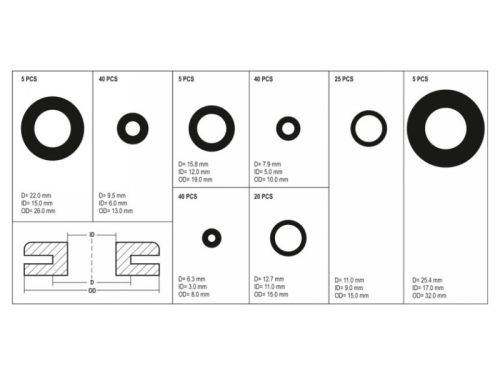 YATO Kábelátvezető gumigyűrű készlet 180 részes