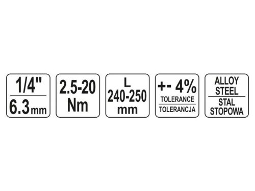 YATO Nyomatékkulcs 1/4" 2,5-20 Nm / 240-250 mm
