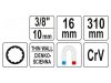 YATO Gyertyakulcs csuklós toldószárral 16 mm 3/8" mágneses CrV