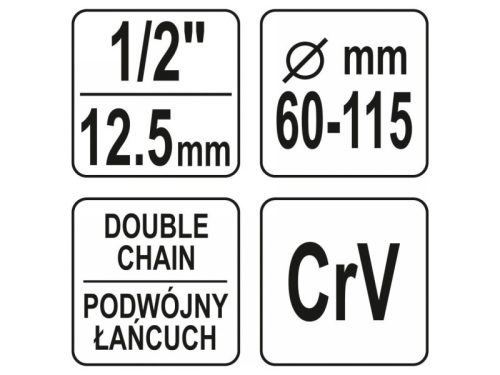 YATO Olajszűrő leszedő láncos 1/2" 60-115 mm