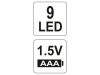 YATO Elemes LED zseblámpa 30 lm alumínium fekete 3 x AAA