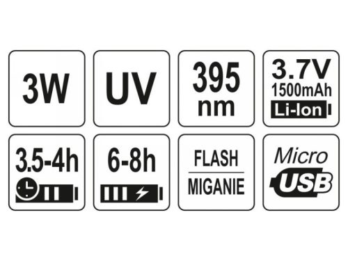 YATO Akkus UV zseblámpa + szemüveg