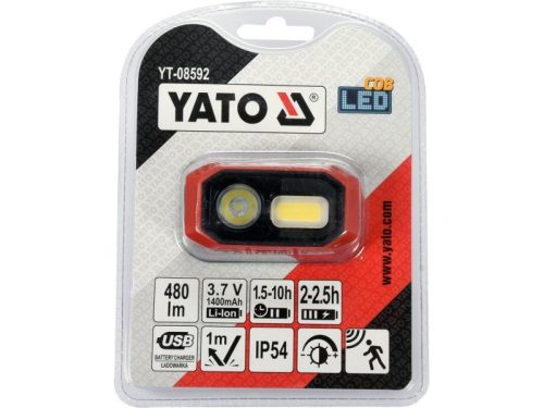 YATO Akkus LED fejlámpa 480 lm mozgásérzékelős