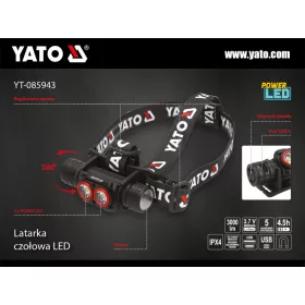 YATO Akkus LED fejlámpa