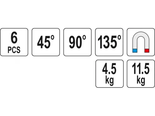 YATO Hegesztési munkadarabtartó mágnes készlet 6 részes