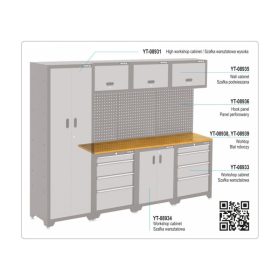 YATO Fa munkalap 3 alsó szekrényhez 1980 x 457 x 22 mm