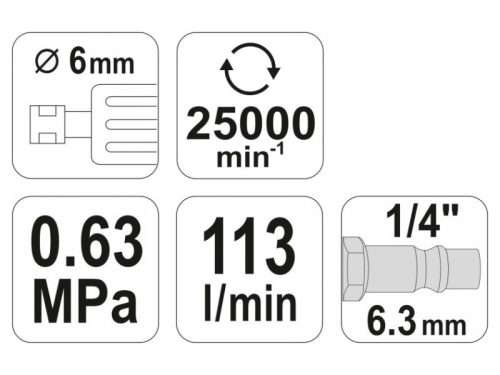 YATO Pneumatikus egyenes csiszoló 1/4"