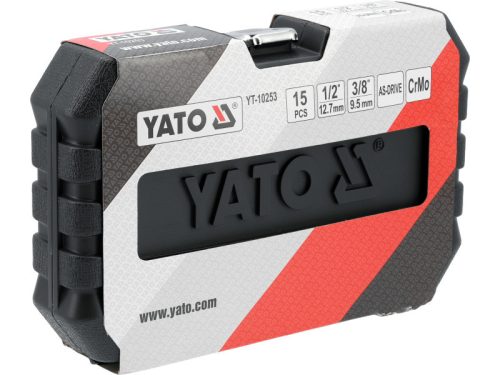 YATO Gépi dugókulcs készlet 1/2" 15 részes 10-27 mm 3/8" x 1/2" adapterrel