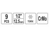 YATO Gépi hosszú bit dugókulcs készlet 9 részes Torx 1/2" T20-T70 CrMo