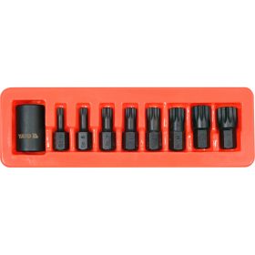   YATO Gépi spline bit készlet 9 részes 1/2" M6-M18 mm dugókulcs adapterrel