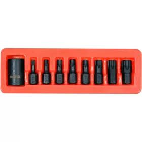   YATO Gépi torx bit készlet 9 részes 1/2" T30-T70 dugókulcs adapterrel