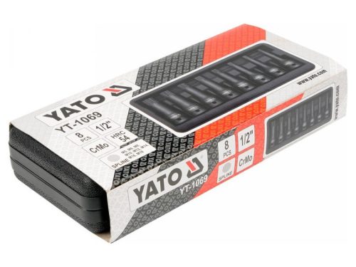 YATO Gépi hosszú bit dugókulcs készlet 8 részes Spline 1/2" M5-M18 CrMo