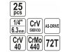 YATO Dugókulcs készlet 25 részes 1/4" 3,5-14 mm CrV