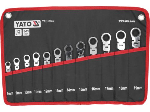 YATO Racsnis csuklós csillág-villáskulcs készlet 12 részes