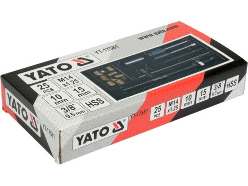 YATO Gyujtógyertya menetjavító és tisztító készlet 25 részes M14 3/8" HSS
