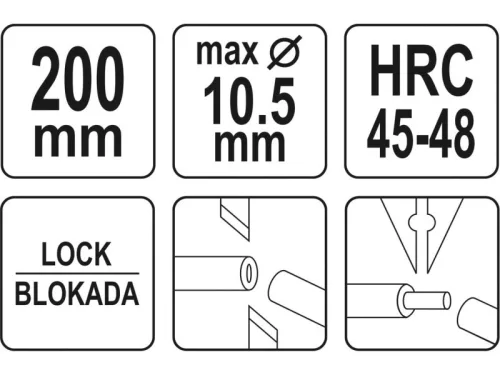 YATO Kábelvágó és blankoló fogó 200 mm/10,5 mm/1,0-4,0 mm2