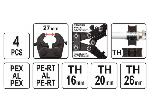YATO Krimpelő készlet 4 részes Pex-AL-Pexcsövekhez