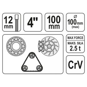 YATO Csapágylehúzó 3 körmös 100 mm CrV
