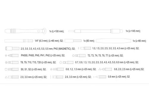 YATO Mobiltelefon szerelő szerszámkészlet 61 részes