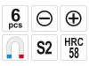 YATO Csavarhúzó készlet 6 részes mágneses S2