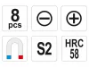 YATO Csavarhúzó készlet 8 részes mágneses S2