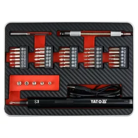   YATO Akkus precíziós csavarozó és bithegy készlet 39 részes 3,6 V Li-Ion (0,45 Ah akku + töltőkáb