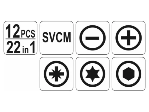 YATO Csavarhúzó készlet kétvégű szárral 12 részes