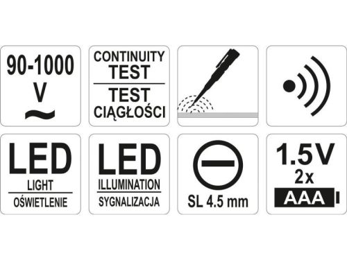 YATO Fáziskereső érintésmentes mérés 90-1000 V-ig szigetelt