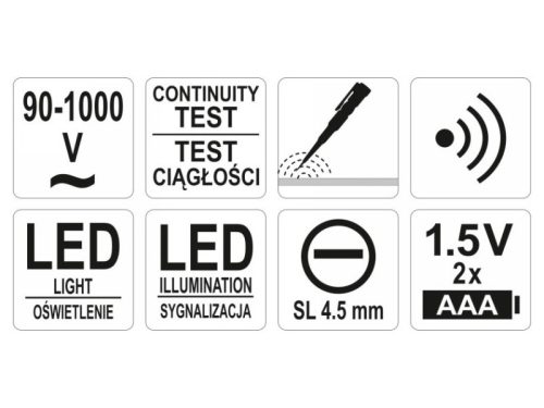 YATO Fáziskereső érintésmentes mérés 90-1000 V-ig szigetelt