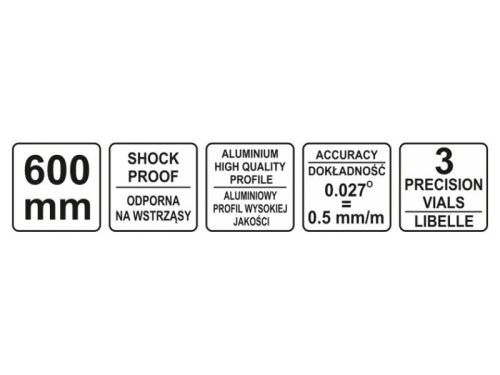 YATO Vízmérték 3 libella 2 fogantyú 600 mm