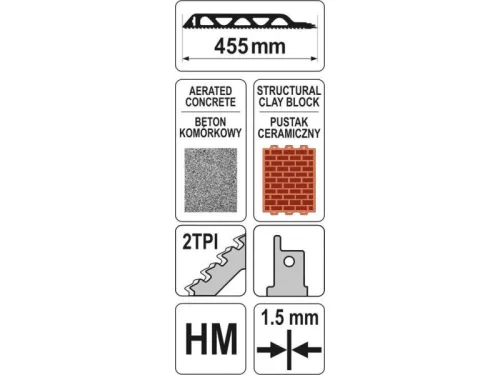 YATO Szablyafűrészlap téglához 455 mm