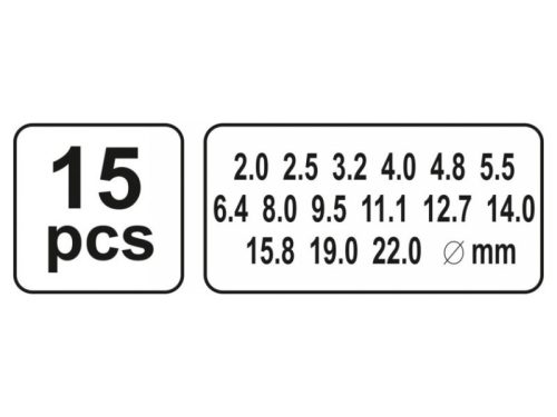 YATO Bőrlyukasztó készlet 15 részes 2-22 mm