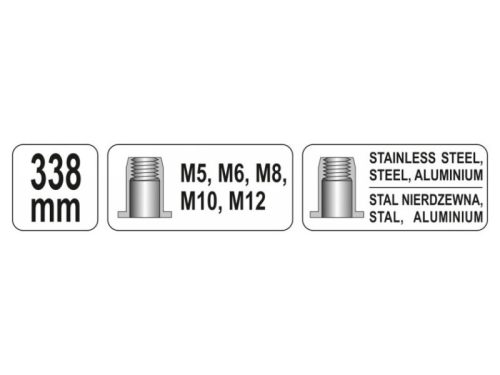 YATO Szegecsanyahúzó karos M5, M6, M8, M10, M12 338 mm