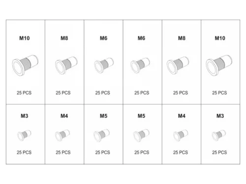 YATO Alumínium és acél szegecsanya készlet 300 részes