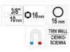 YATO Vékonyfalú gyertyakulcs 3/8" 16 mm
