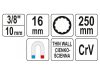 YATO Gyertyakulcs extra hosszú 3/8" 16 mm / 250 mm mágneses CrV