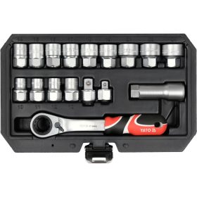   YATO Nyitott dugókulcs készlet 17 részes 3/8", 1/2" Spline