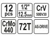 YATO Dugókulcs készlet 12 részes 1/2" 10-24 mm CrV