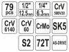 YATO Szerszámkészlet 79 részes 1/4", 1/2" CrV CrMo