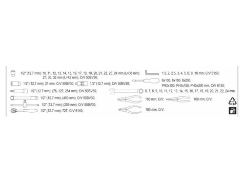 YATO Szerszámosláda szerszámkészlet 62 részes