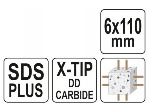 YATO Kőzetfúró 6 x 110/50 mm négyélű SDS-Plus