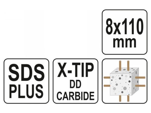 YATO Kőzetfúró 8,0 x 110/50 mm négyélű SDS-Plus