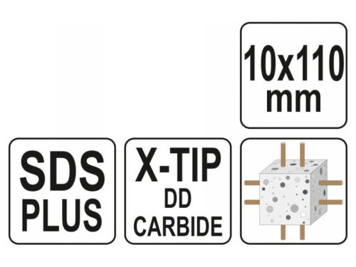 YATO Kőzetfúró 10 x 110/50 mm négyélű SDS-Plus