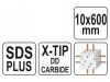 YATO Kőzetfúró 10 x 600/525 mm négyélű SDS-Plus