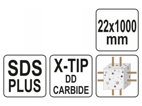 YATO Kőzetfúró 22 x 1000/930 mm négyélű SDS-Plus