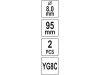 YATO Központosító fúró körkivágóhoz 8 x 95 mm (2 db)