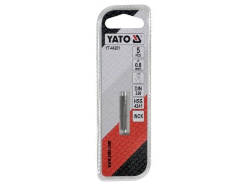 YATO Csigafúró 0,8 x 30/10 mm inox HSS Premium (5 db)